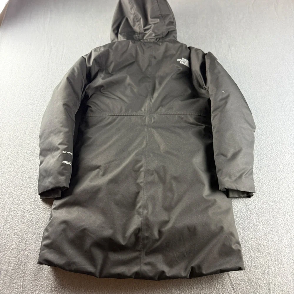 North Face Arctic Swirl Down Parka Girl's M Black DryVent 550 Down Hooded Parka